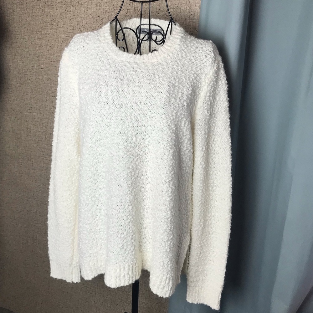 MARLED Popcorn Textured White Asymmetrical Long Sleeve Sweater